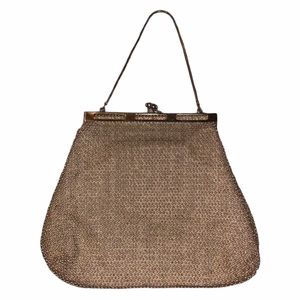 Vintage 50s Metallic Gold Petite Bead Mini Purse